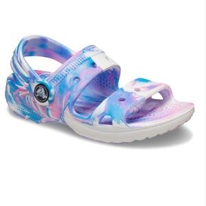 Crocs White Blue Pink Marbled Classic Sandals C10 Kids Toddler Size 10 Childrens